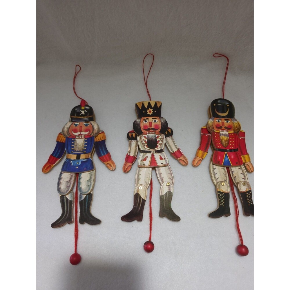 3 Vtg 1970’s Wooden Soldier Pull Toy/Ornament 7.5” Excellent Condition. READ